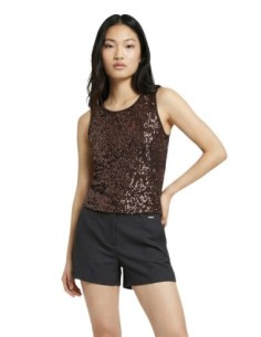 Jacqueline De Yong Top femme marron à paillettes