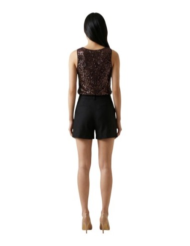 Jacqueline De Yong Top femme marron à paillettes
