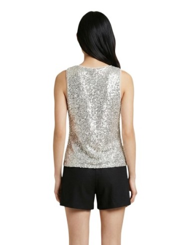 Jacqueline De Yong Top femme doré à paillettes