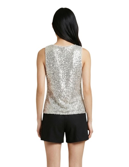 Jacqueline De Yong Top femme doré à paillettes