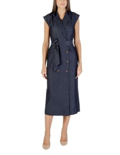 Ichi Robe femme bleue avec ceinture