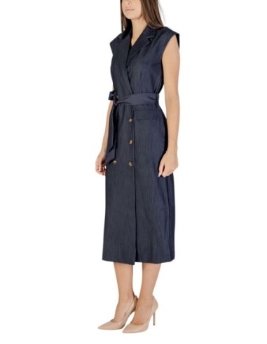 Ichi Robe femme bleue avec ceinture