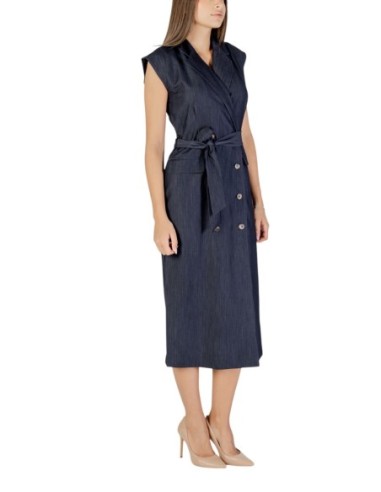 Ichi Robe femme bleue avec ceinture