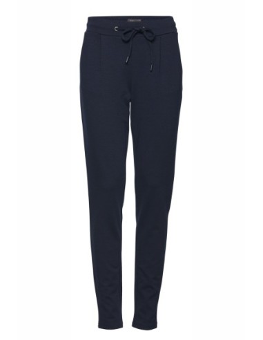Ichi Pantalon femme bleu à lacets