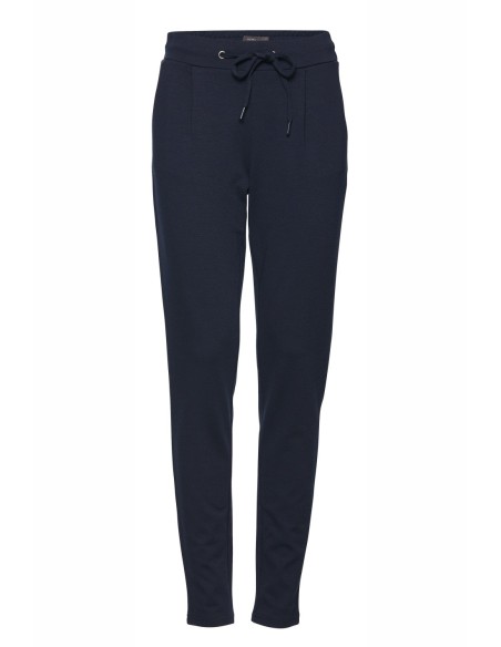 Ichi Pantalon femme bleu à lacets