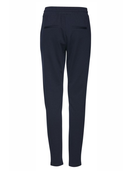 Ichi Pantalon femme bleu à lacets