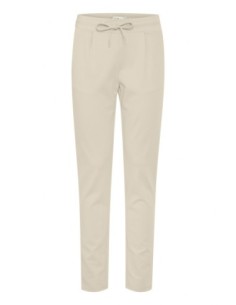 Ichi Pantalon femme beige à lacets