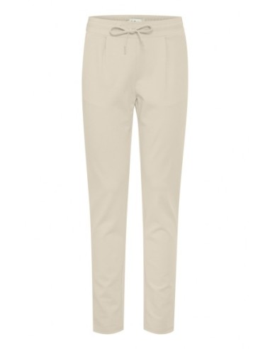 Ichi Pantalon femme beige à lacets