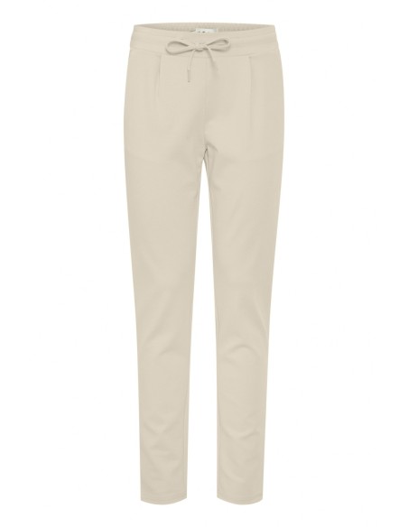 Ichi Pantalon femme beige à lacets