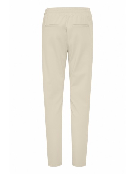 Ichi Pantalon femme beige à lacets