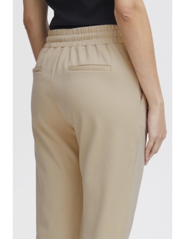 Ichi Pantalon femme beige à lacets