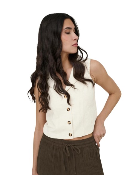 Jacqueline De Yong Gilet femme beige boutonné