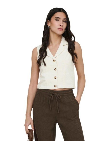 Jacqueline De Yong Gilet femme beige boutonné