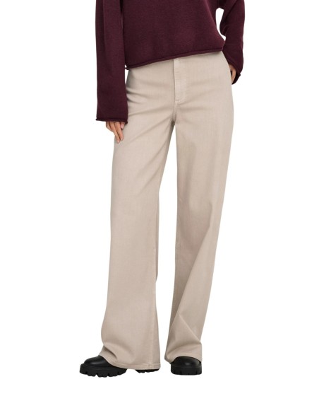 Jacqueline De Yong Pantalon femme beige stretch