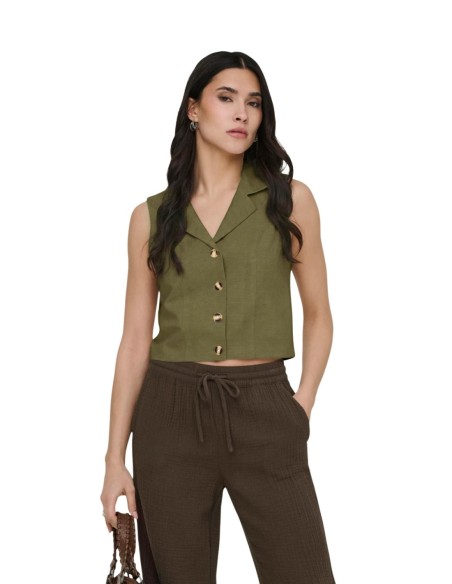 Jacqueline De Yong Gilet femme vert boutonné