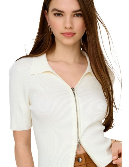 Jacqueline De Yong Cardigan femme beige zippé