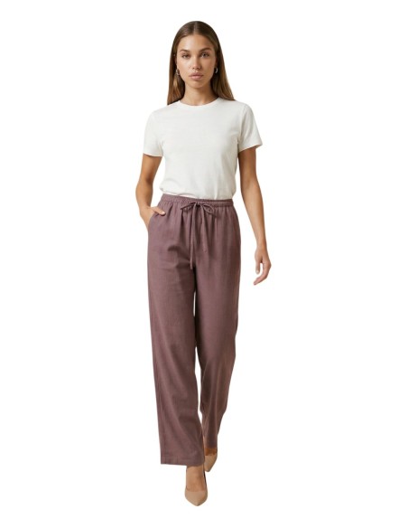 Jacqueline De Yong Pantalon femme violet à lacets