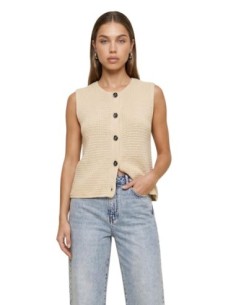Jacqueline De Yong Gilet femme beige boutonné