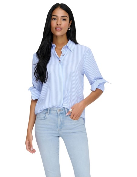Jacqueline De Yong Chemise femme bleu azur manches longues