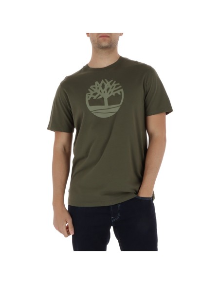 Timberland T-shirt homme vert imprimé – Coton