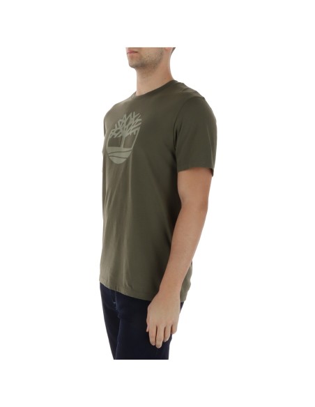 Timberland T-shirt homme vert imprimé – Coton