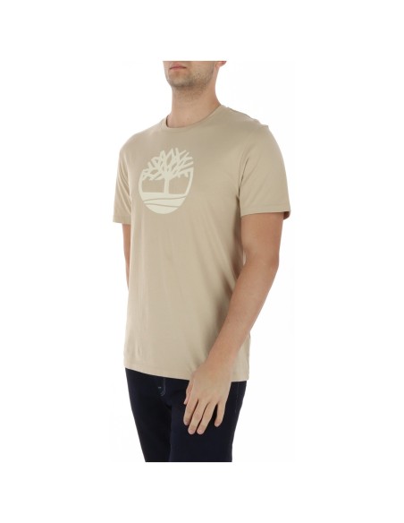 Timberland T-shirt homme beige imprimé – Coton