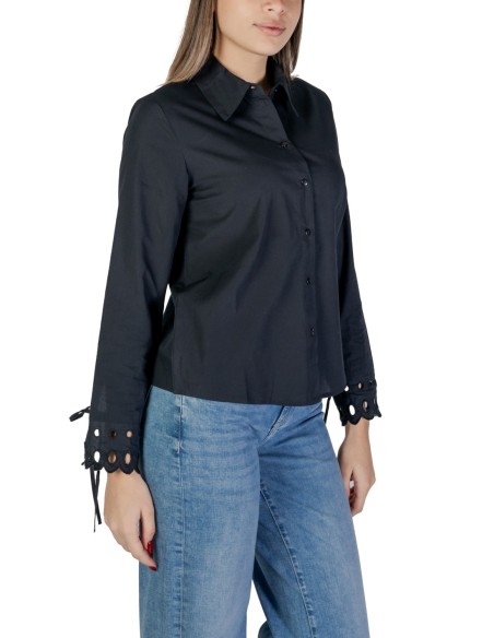 Jacqueline De Yong Chemise femme noire col montant