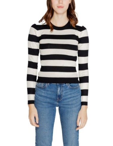 Jacqueline De Yong Pull femme noir rayé viscose