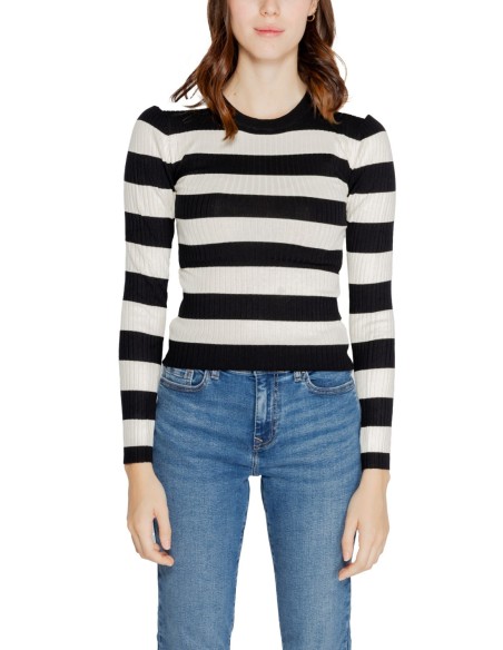 Jacqueline De Yong Pull femme noir rayé viscose