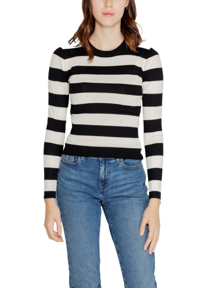 Jacqueline De Yong Pull femme noir rayé viscose