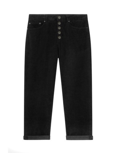 Dondup Pantalon femme noir coton lyocell