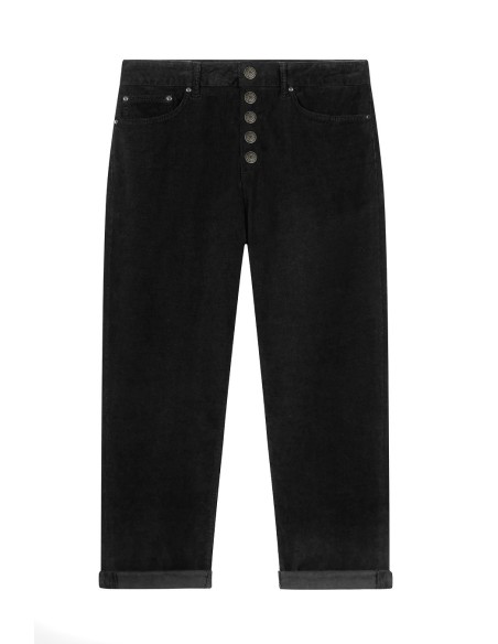 Dondup Pantalon femme noir coton lyocell