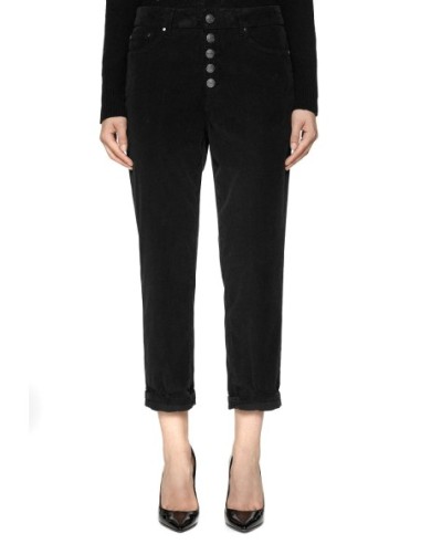 Dondup Pantalon femme noir coton lyocell