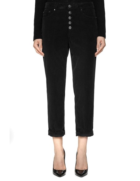 Dondup Pantalon femme noir coton lyocell
