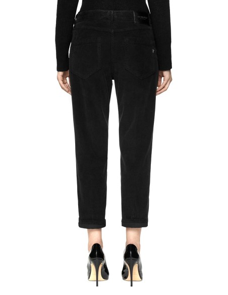 Dondup Pantalon femme noir coton lyocell