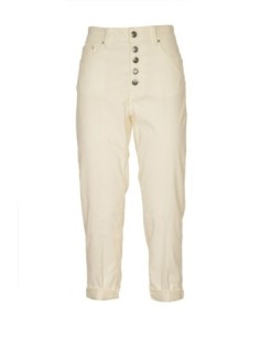 Dondup Pantalon femme blanc coton lyocell