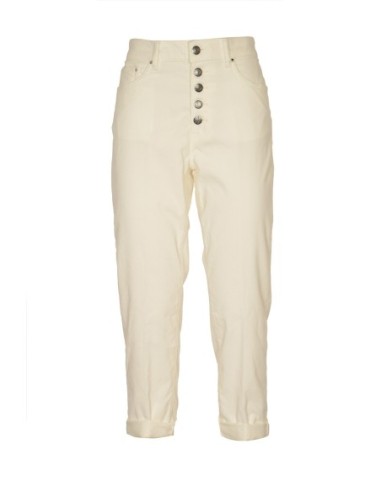 Dondup Pantalon femme blanc coton lyocell