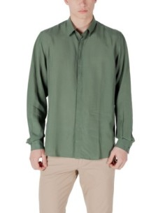Antony Morato Chemise homme verte lyocell lin