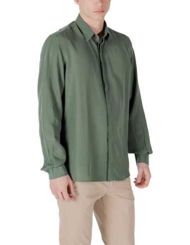 Antony Morato Chemise homme verte lyocell lin