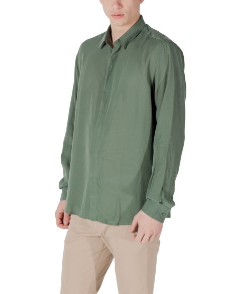Antony Morato Chemise homme verte lyocell lin