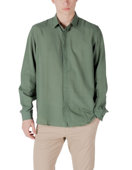 Antony Morato Chemise homme verte lyocell lin