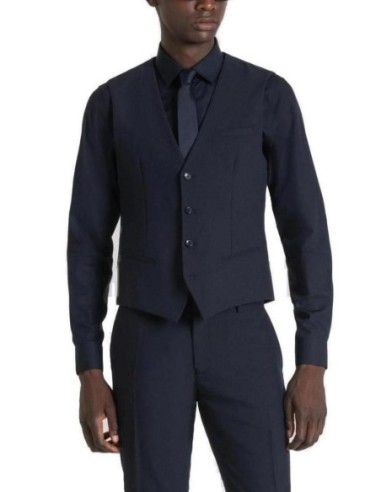 Antony Morato Gilet homme bleu boutonné