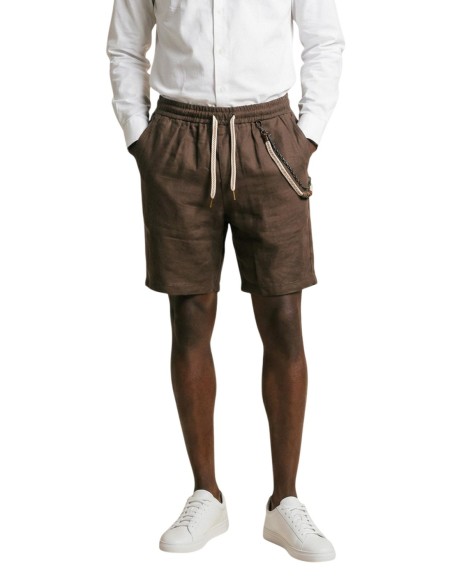 Gianni Lupo Bermuda homme marron lin