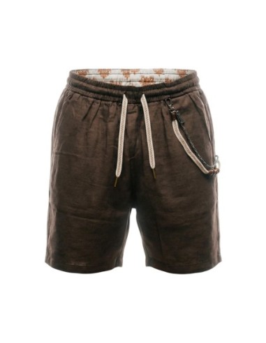 Gianni Lupo Bermuda homme marron lin