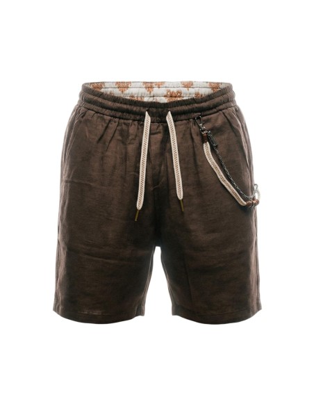 Gianni Lupo Bermuda homme marron lin
