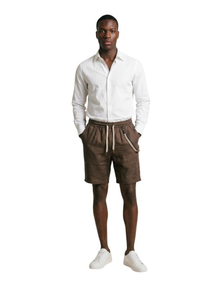 Gianni Lupo Bermuda homme marron lin