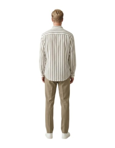 Gianni Lupo Chemise homme blanche rayée col Mao