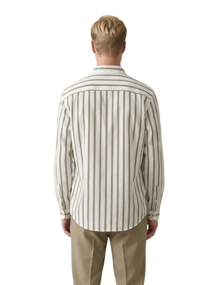 Gianni Lupo Chemise homme blanche rayée col Mao