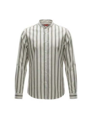 Gianni Lupo Chemise homme blanche rayée col Mao