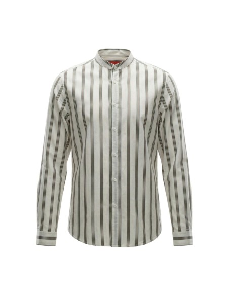 Gianni Lupo Chemise homme blanche rayée col Mao